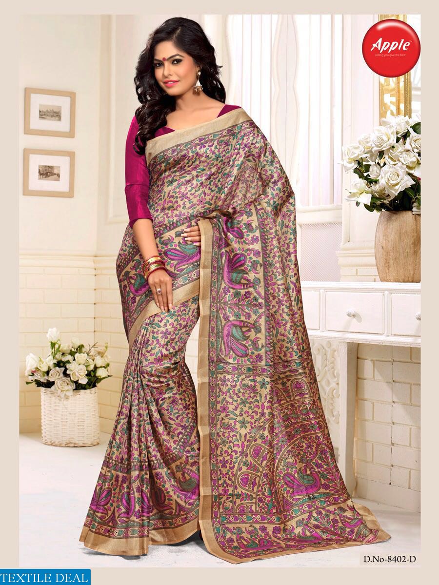 apple madhu bani Wholesale khadi silk printed Saree